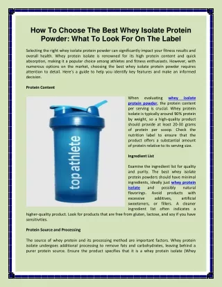How To Choose The Best Whey Isolate Protein Powder What To Look For On The Label