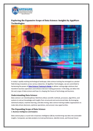 exploring the expansive scope of data science