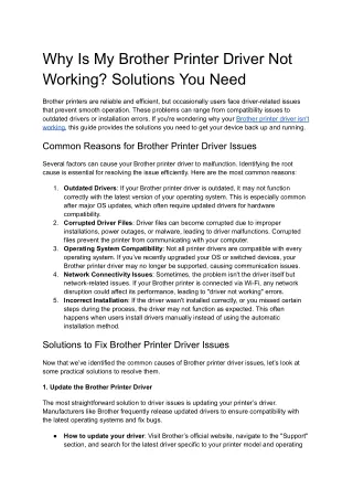 Why Is My Brother Printer Driver Not Working? Solutions You Need