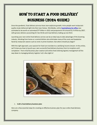 how to start a food delivery how to start a food