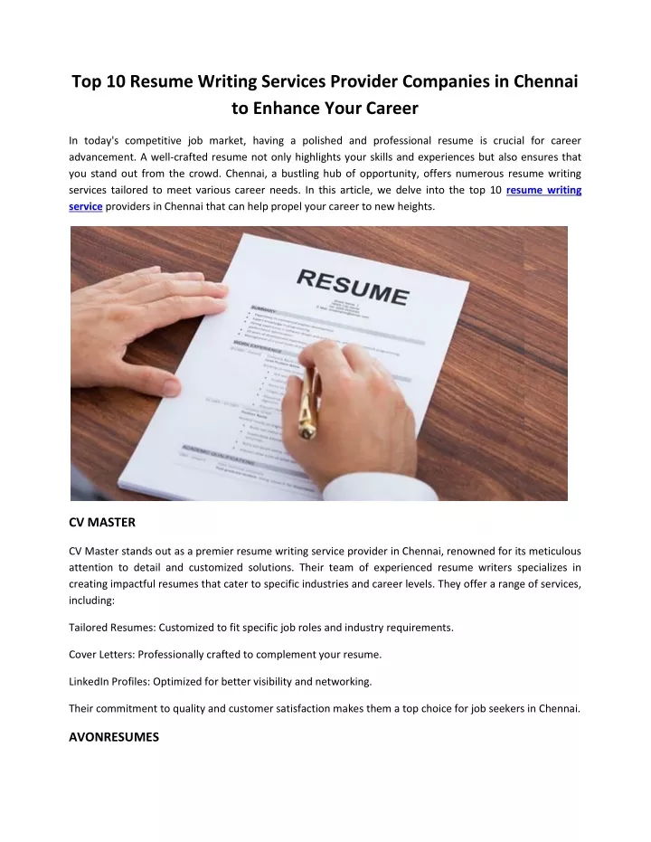 top 10 resume writing services provider companies