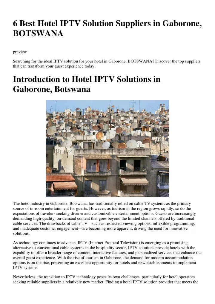 6 best hotel iptv solution suppliers in gaborone