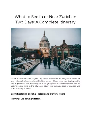What to See in or Near Zurich in Two Days: A Complete Itinerary