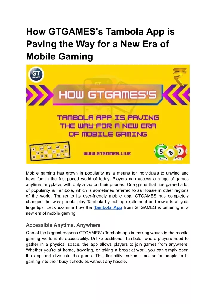 how gtgames s tambola app is paving