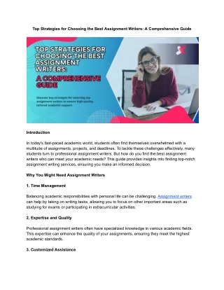 Top Strategies for Choosing the Best Assignment Writers_ A Comprehensive Guide