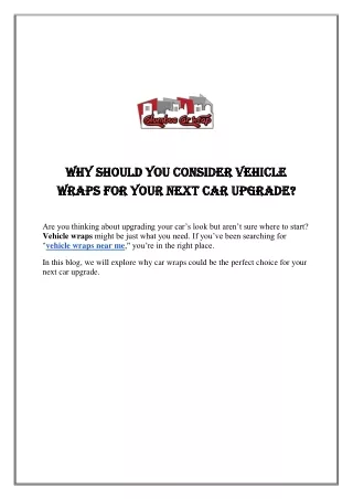 why should you consider vehicle why should