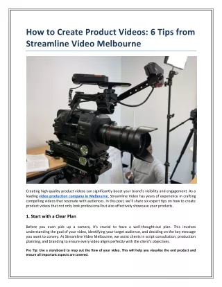 How to Create Product Videos: 6 Tips from Streamline Video Melbourne