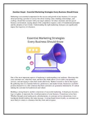 Zeeshan Hayat - Essential Marketing Strategies Every Business Should Know