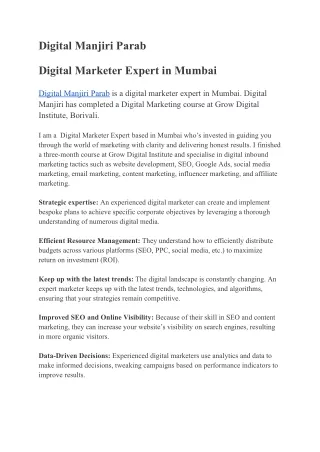 Digital Manjiri Parab Certified Digital Marketer in Mumbai
