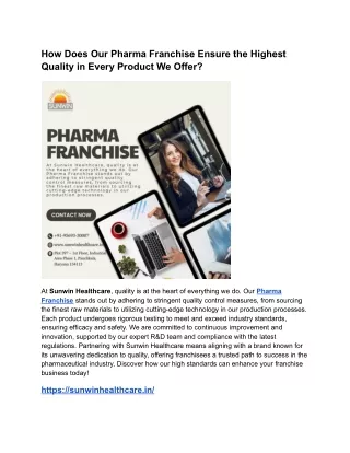 How Does Our Pharma Franchise Ensure the Highest Quality in Every Product ?