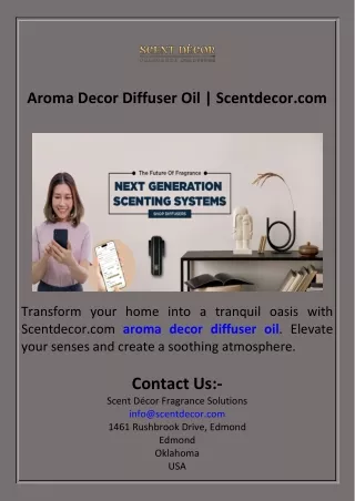 Aroma Decor Diffuser Oil  Scentdecor.com