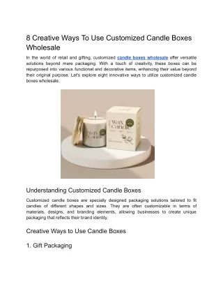 8 Creative Ways To Use Customized Candle Boxes Wholesale