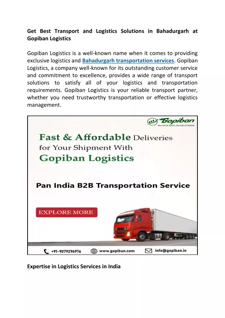 get best transport and logistics solutions