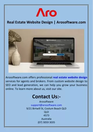 Real Estate Website Design  Arosoftware.com