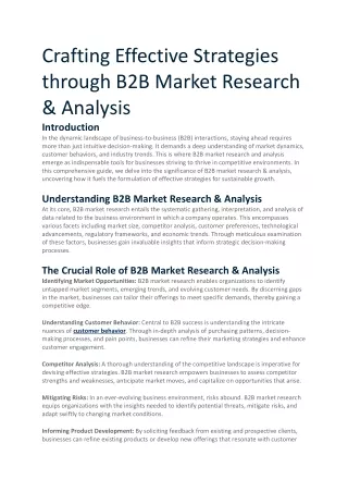 Crafting Effective Strategies through B2B Market Research