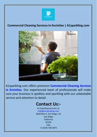 Commercial Cleaning Services In Encinitas  A1sparkling.com