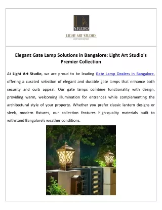 Gate Lamp Dealers in Bangalore