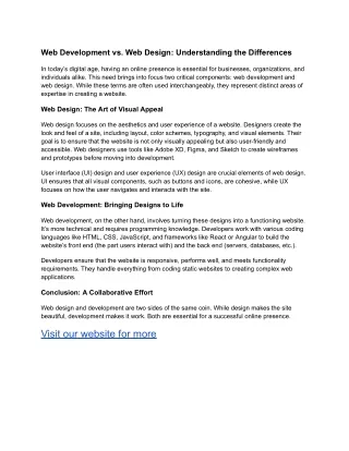 web development vs web design understanding