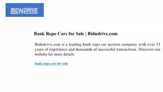 Bank Repo Cars for Sale Bidndrive.com