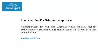 American Cars For Sale  Auto4export.com