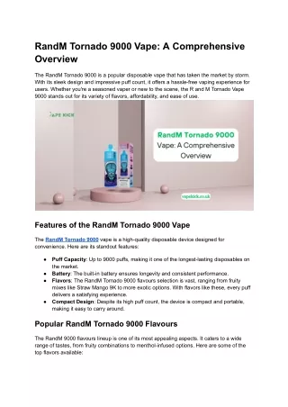 RandM Tornado 9000 Vape_ A Comprehensive Overview