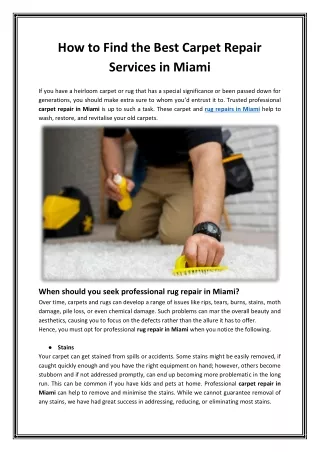 How to Find the Best Carpet Repair Services in Miami