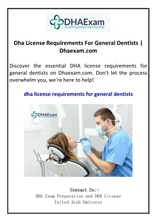 Dha License Requirements For General Dentists  Dhaexam.com