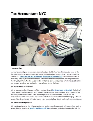 Tax Accountant NYC