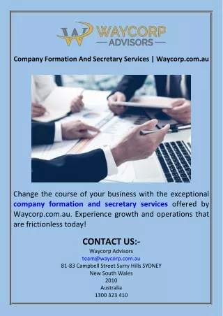 Company Formation And Secretary Services  Waycorp.com.au