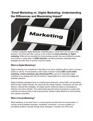 “Email Marketing vs. Digital Marketing- Understanding the Differences and Maximizing Impact”