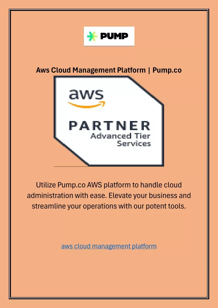 aws cloud management platform pump co