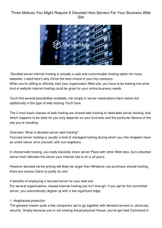 ThreeMotivesYouMightRequireADevotedHostServersForYourBusinessWebSite