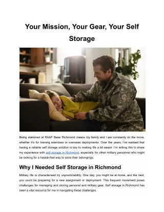 Your Mission, Your Gear, Your Self Storage