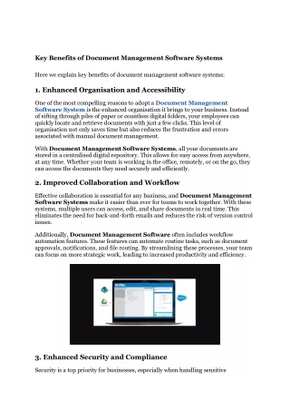 Key Benefits of Document Management Software Systems