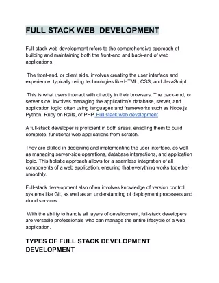 full stack web development