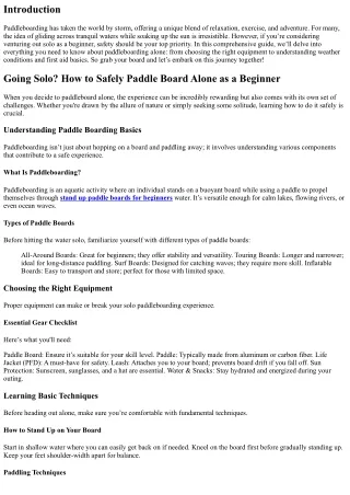 “Going Solo? How to Safely Paddle Board Alone as a Beginner”