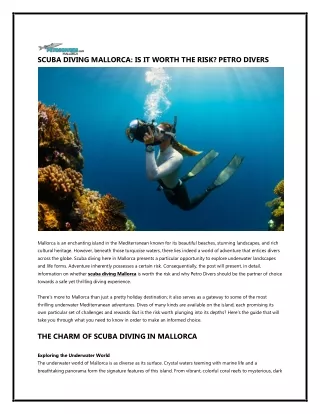 SCUBA DIVING MALLORCA IS IT WORTH THE RISK PETRO DIVERS