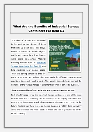 Flexible Rental Solutions: Industrial Storage Containers in New Jersey