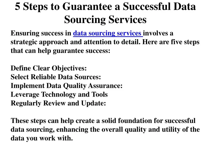 5 steps to guarantee a successful data sourcing services