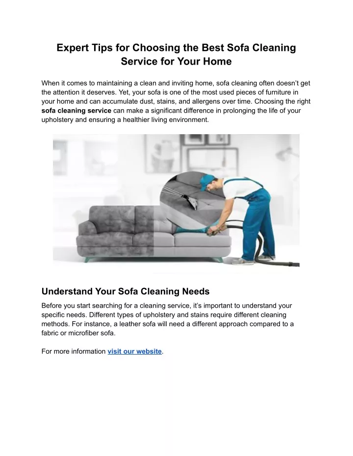 expert tips for choosing the best sofa cleaning