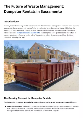 Sacramento Dumpster Rental: Your Local Waste Solution