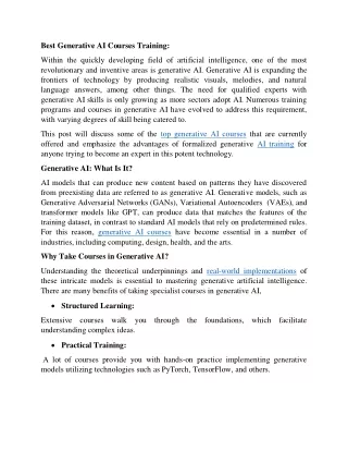 Best Generative AI Courses Training