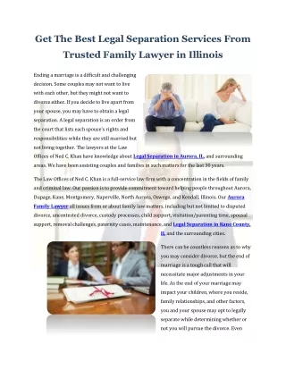 Get The Best Legal Separation Services From Trusted Family Lawyer in Illinois