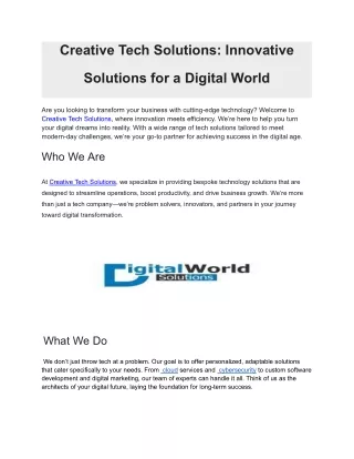 Innovative Solutions for a Digital World