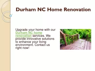Durham NC Home Renovation
