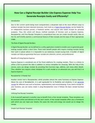 How Can a Digital Receipt Builder Like Express Expense Help You Generate Receipts Easily and Efficiently