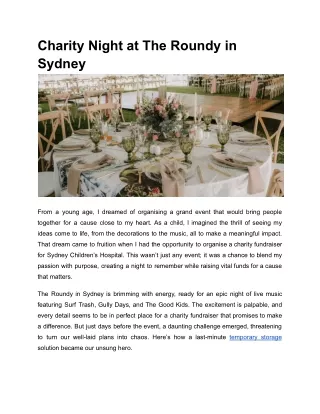 Charity Night at The Roundy in Sydney