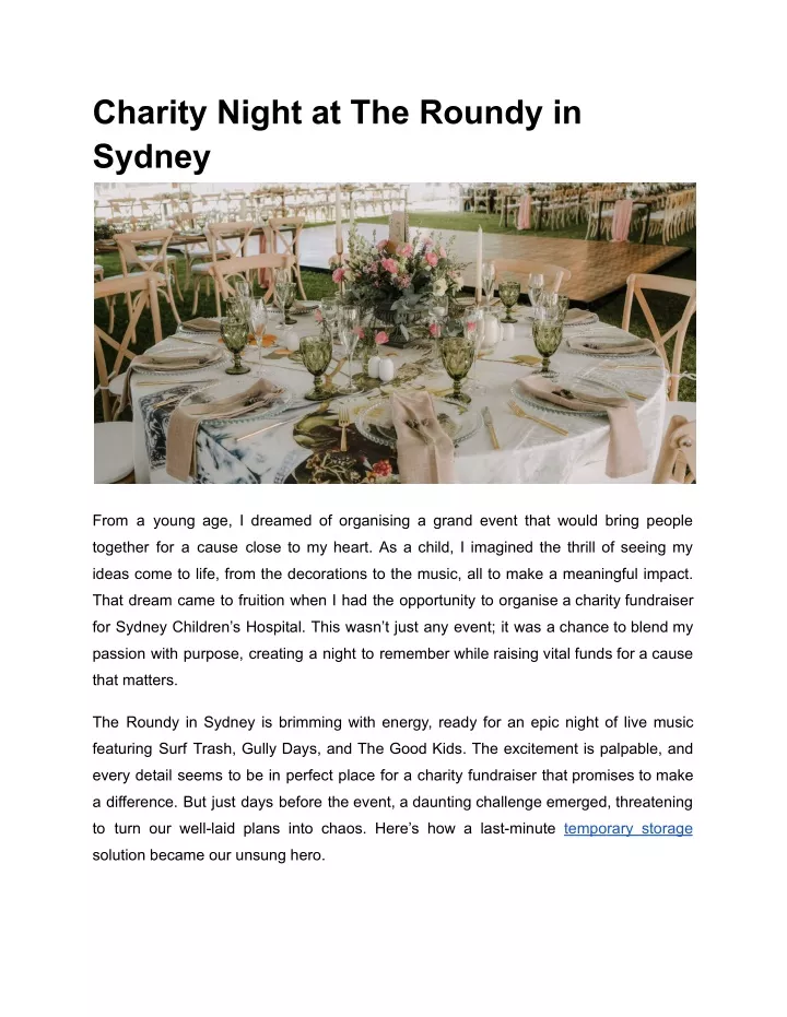 charity night at the roundy in sydney