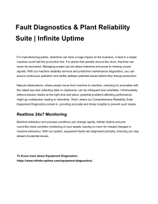 Fault Diagnostics & Plant Reliability Suite _ Infinite Uptime