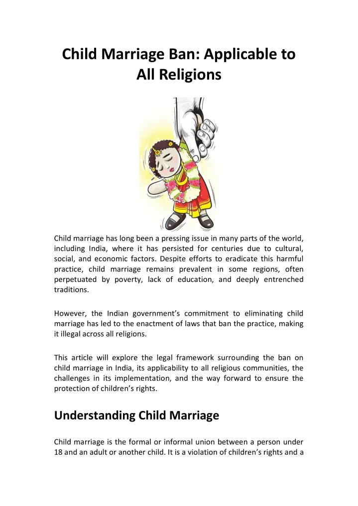 child marriage ban applicable to all religions